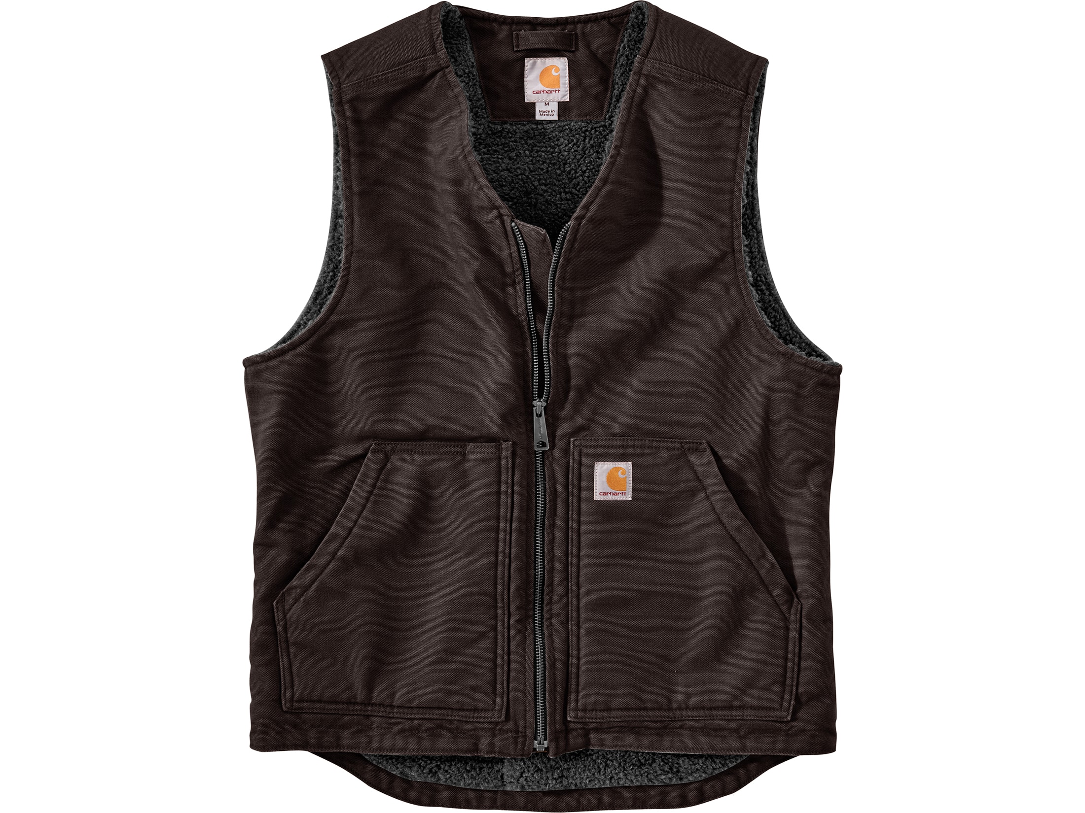 Carhartt Men's Washed Duck Sherpa Lined Vest Dark Brown Large Tall