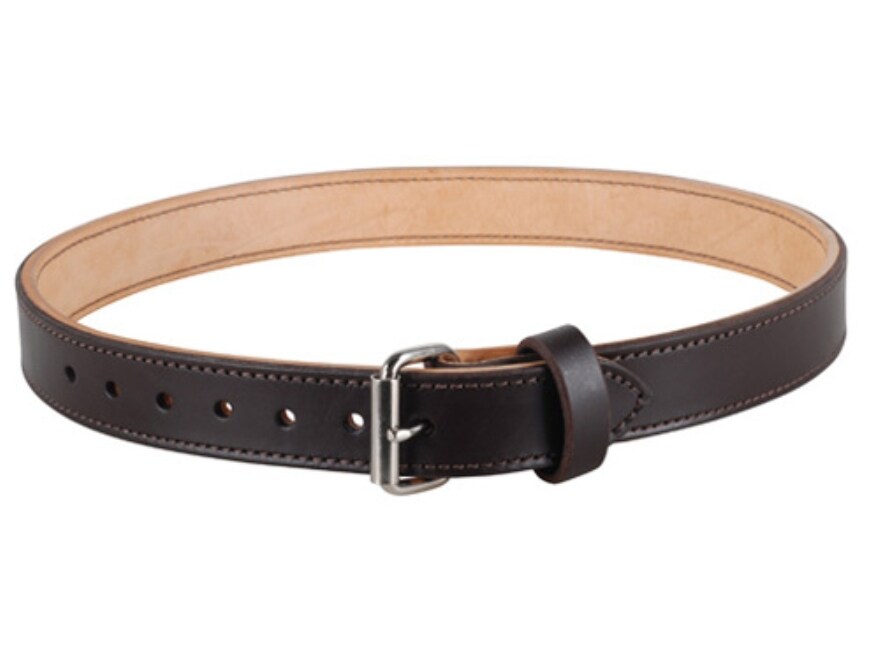 Lenwood Leather Double Layer Belt 1-3/4 Steel Buckle Leather Brown 34