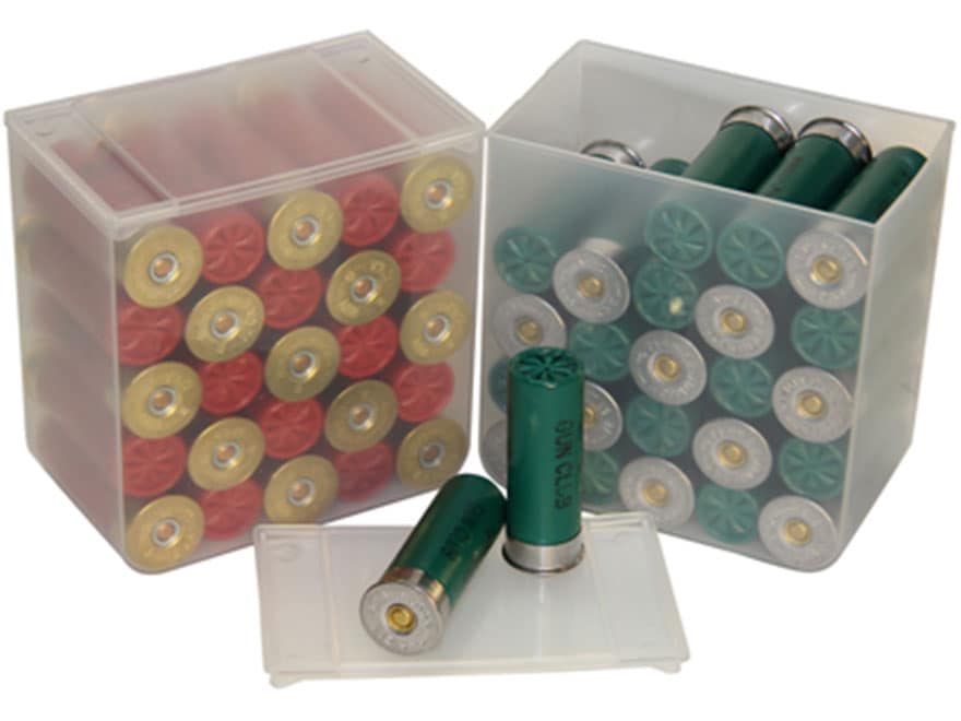 5 pack of 25 shot-shell 12 gauge/16 gauge plastic ammo boxes Black/Clear