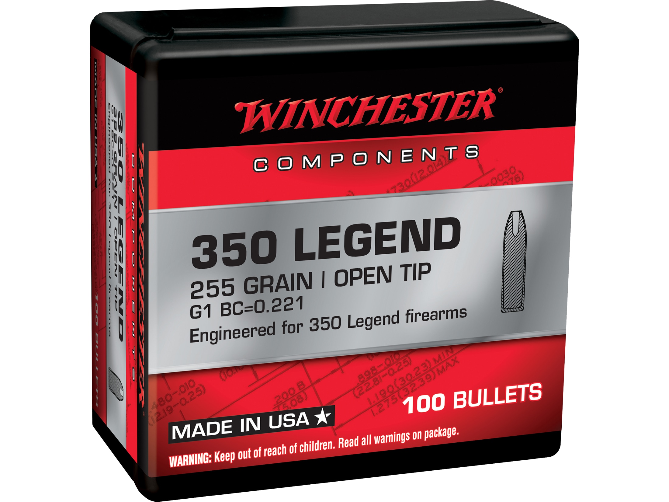 Winchester 22 Cal (224 Diameter) Bullets 46 Grain Jacketed Hollow