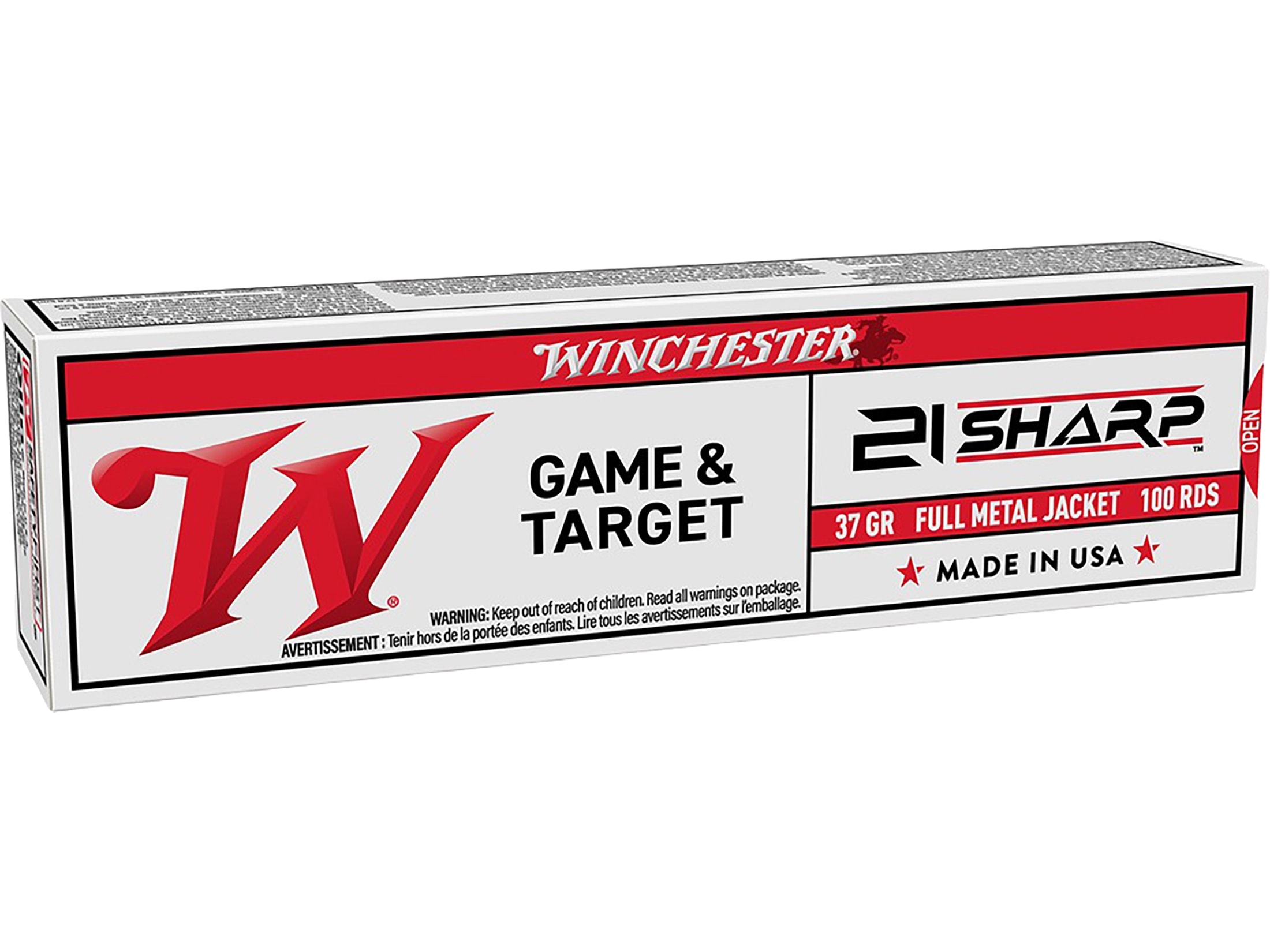 Winchester Game & Target 21 Sharp Ammo 37 Grain Full Metal Jacket Case