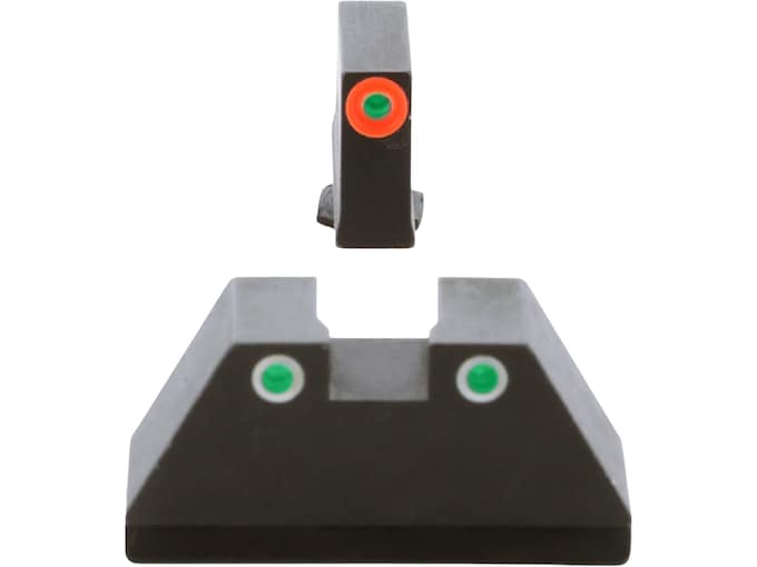 Ameriglo XL Suppressor Night Sight Set for Glock 17, 19, 20, 21, 22, 23, 24, 26, 27, 29, 30, 31, 32, 33, 34, 35, 36, 37, 38, 39, 40, 41, 45 3-Dot Tritium Green Orange Outline Front, White Outline Rear