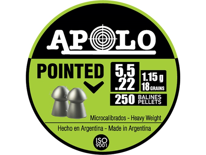Apolo Pointed Air Gun Pellets 22 Caliber 18 Grain 5.5mm 250PK
