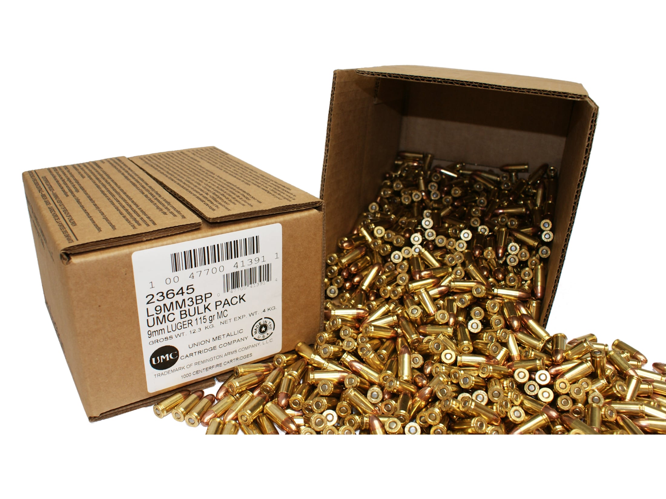Remington UMC Ammo 9mm Luger 115 Grain Full Metal Jacket Box of 1000.