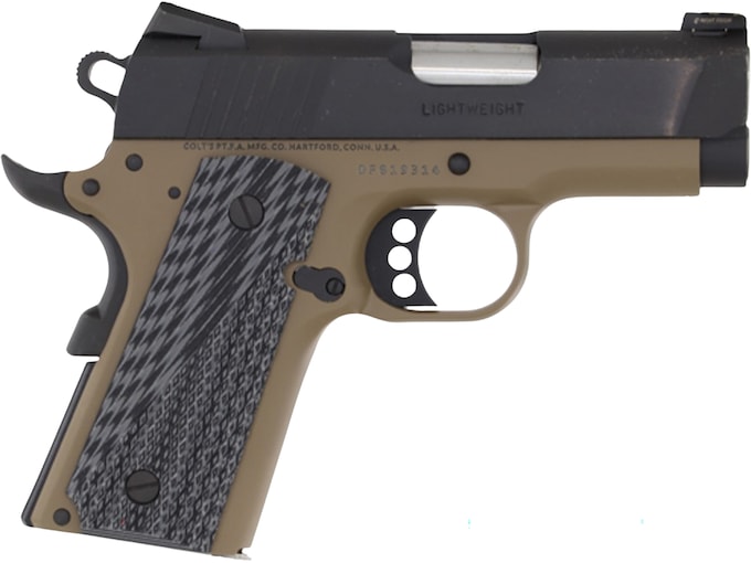 Colt Defender 45 ACP Pistol 3″ Barrel 7+1 Round Black Slide Black/Gray Grip Flat Dark Earth Frame