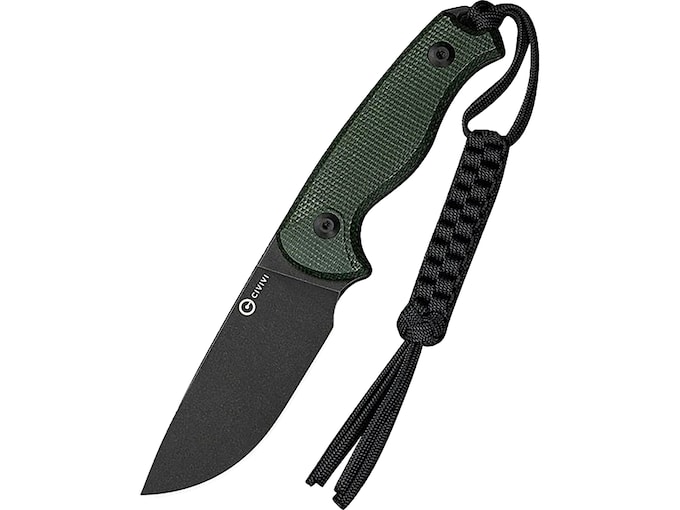 CIVIVI Timberbark Fixed Blade Knife 3.2″ Drop Point Sandvik 14C28N Black Stonewash Blade Canvas Micarta Handle Green