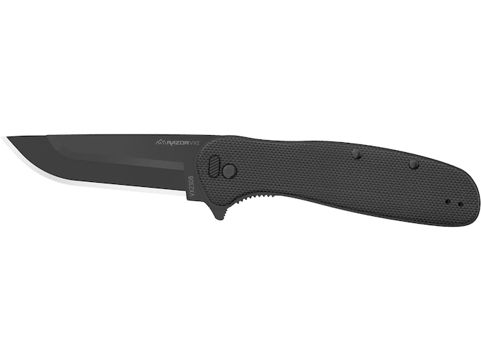 Outdoor Edge RazorVX2 Folding Knife 3″ Drop Point 420-J2 Black Blade G-10 Handle Black
