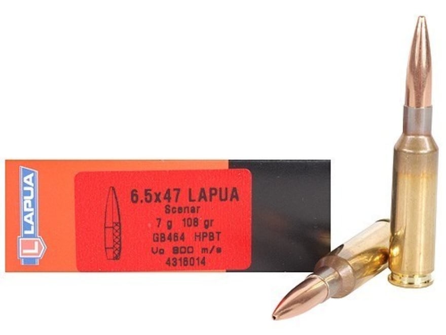 Lapua scenar ammo 6 5x47 lapua 108 grain hollow point boat tail box of