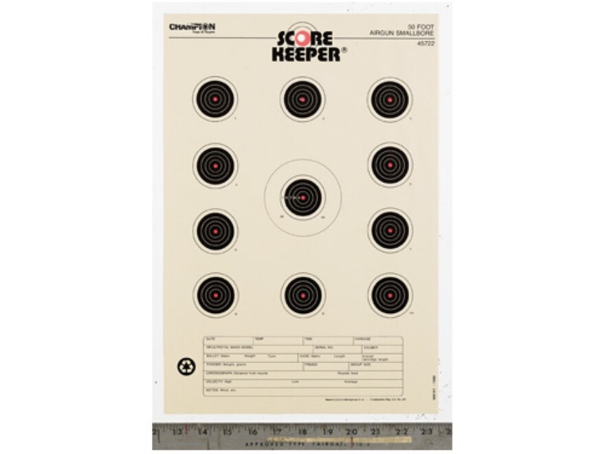 Champion Score Keeper 50 Ft Air Gun Small Bore Targets 11 x 16 Paper