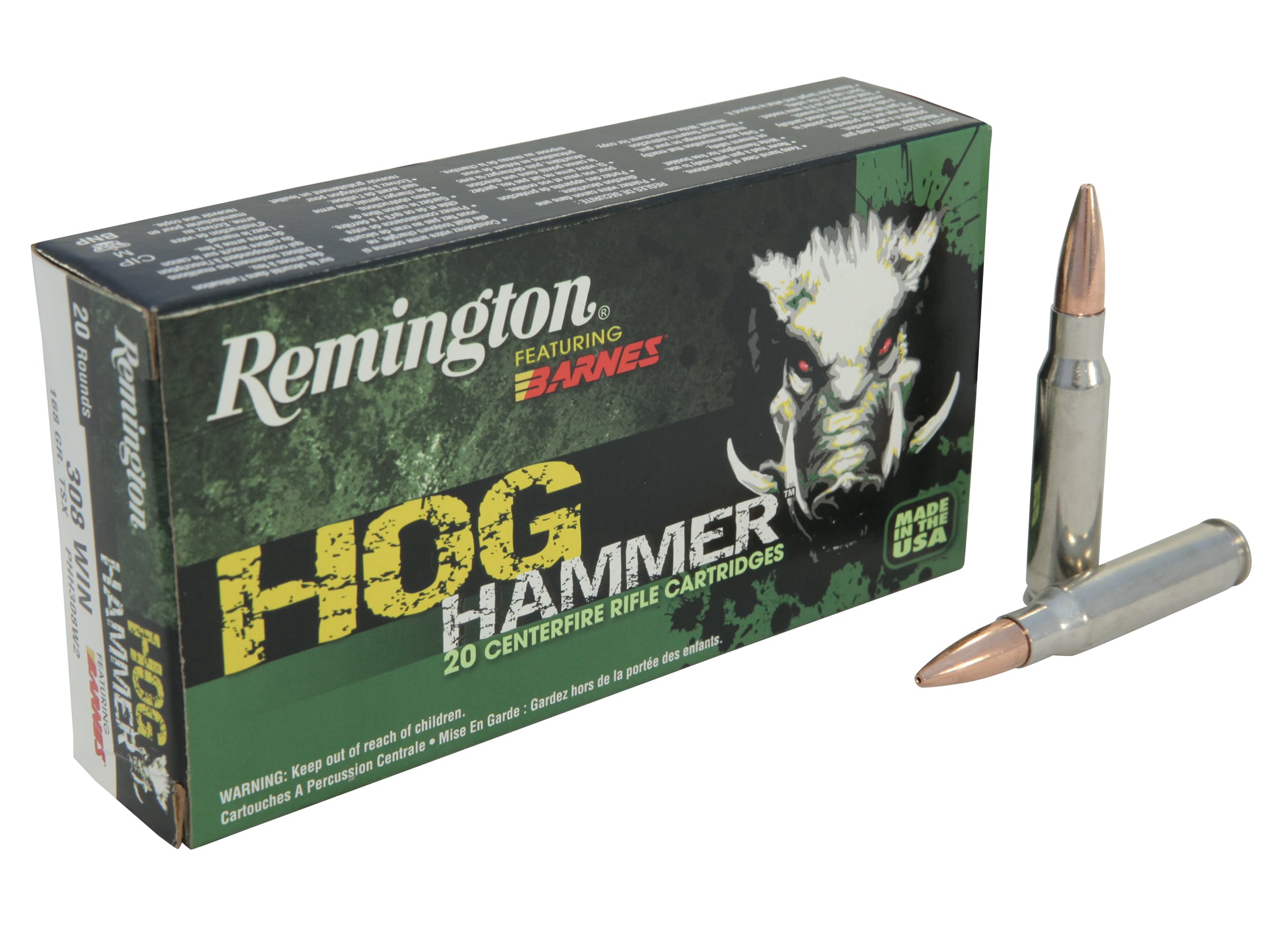 Remington Hog Hammer Ammo 308 Winchester 168 Grain Barnes Tsx Hollow