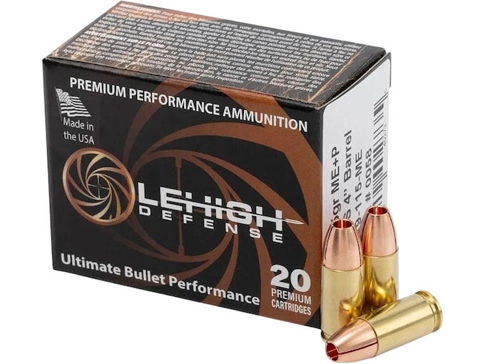 Lehigh Defense Maximum Expansion 9mm Luger Ammo 115 Grain Solid Hollow Point Lead Free Box of 20