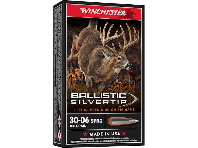 Winchester Ballistic Silvertip Brass .30-06 180Gr 20-Rounds Rapid Controlled Expansion Polymer Tip