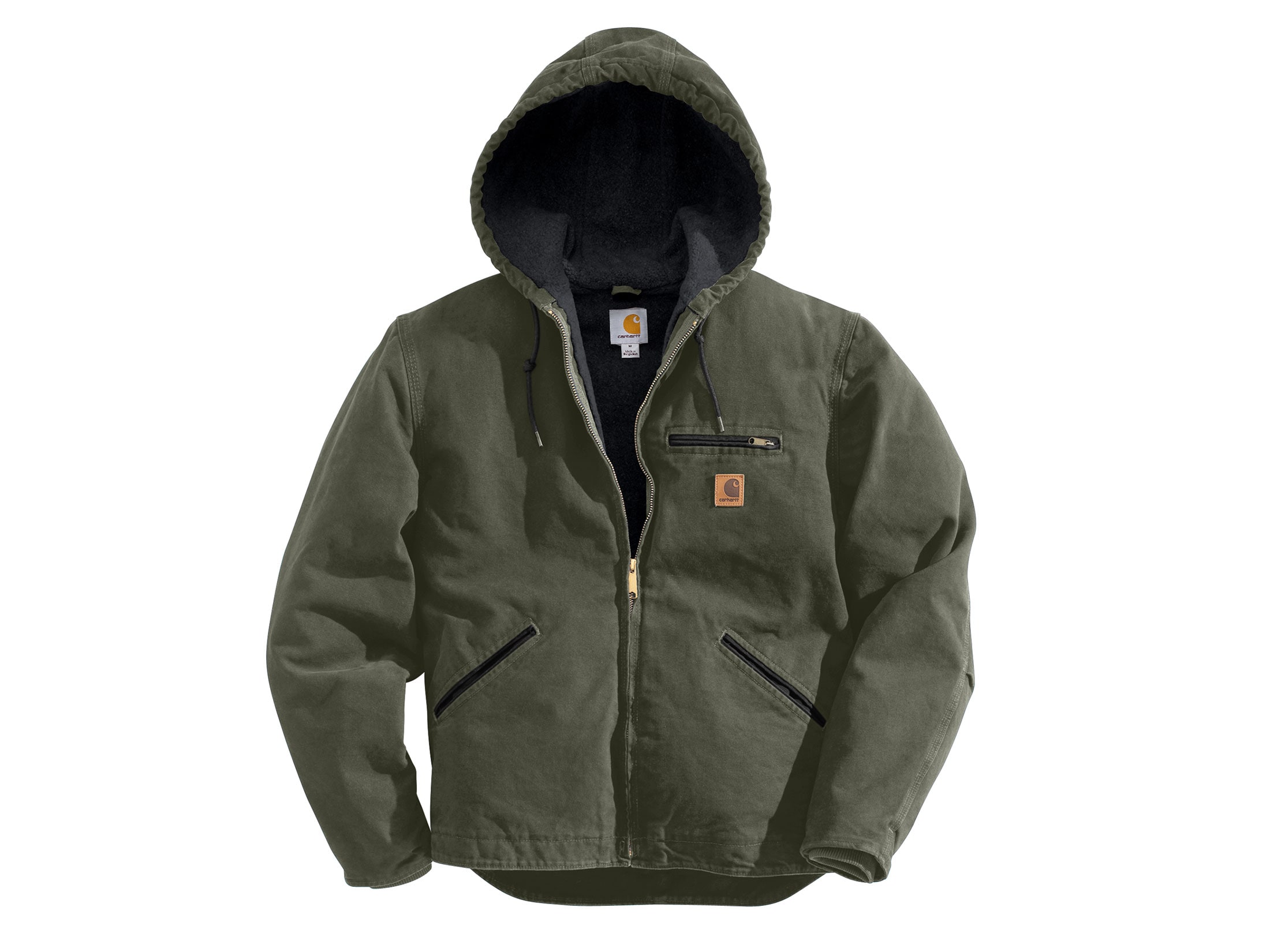 Carhartt Men's Sandstone Sherpa-Lined Sierra Hooded Jacket Cotton Dark