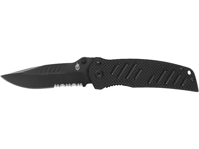 Gerber Swagger Pocket Knife 3.31″ Partially Serrated Drop Point 7Cr17MoV Titanium Nitride Blade G-10 Handle Black