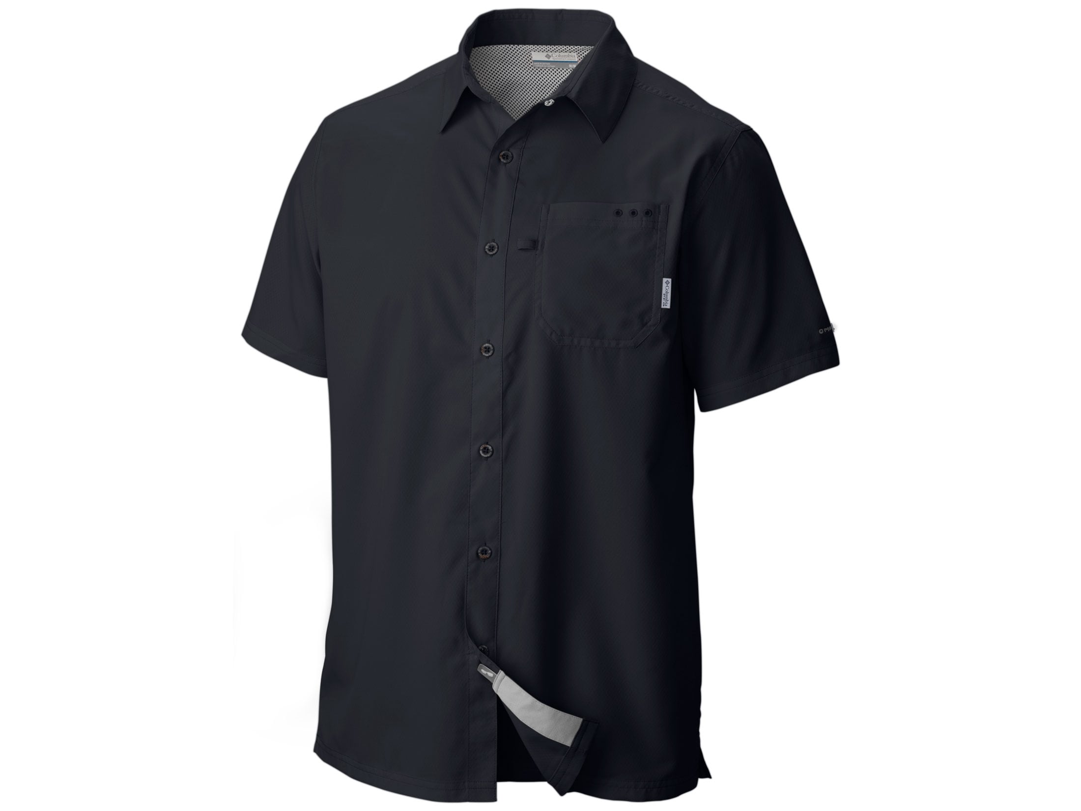 Columbia Men's PFG Slack Tide Camp Short Sleeve Shirt Polyester Black