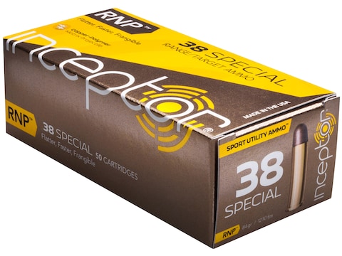 Inceptor Sport Utility Ammunition 38 Special 84 Grain RNP Frangible Lead-Free