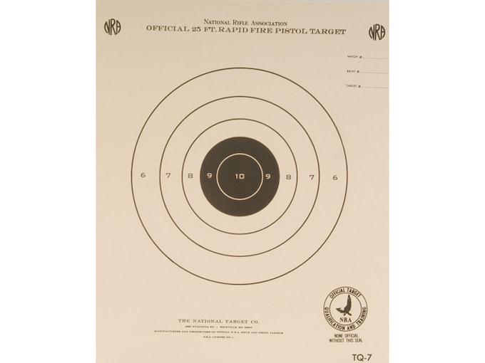 NRA Official Pistol Targets TQ-7 25' Timed Rapid Fire Paper 100PK