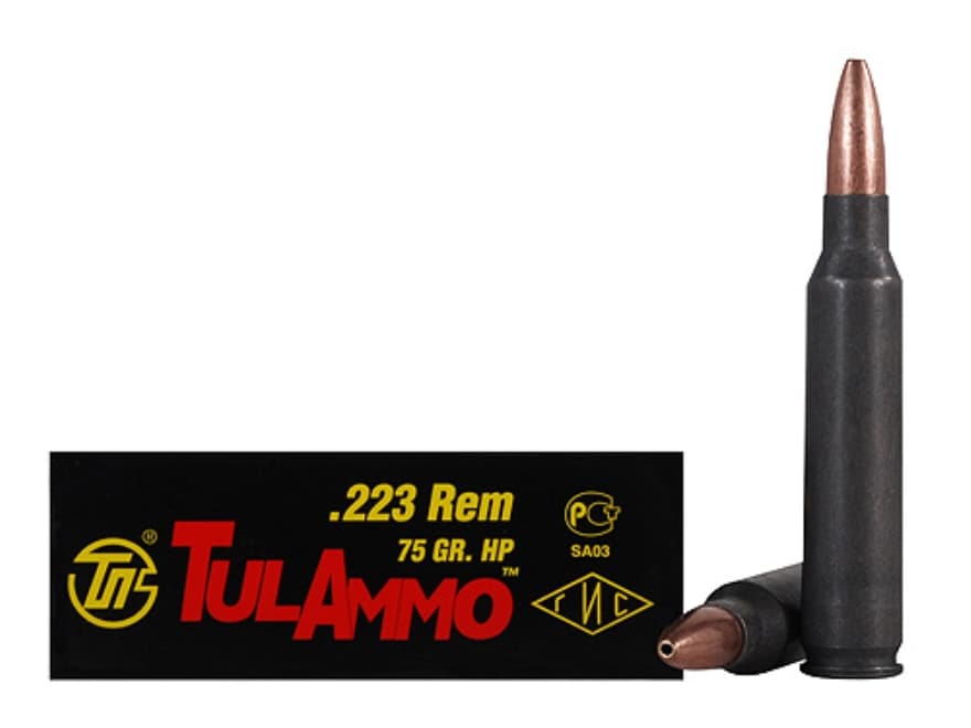 TulAmmo 223 Remington Ammo 75 Grain Jacketed Hollow Point Case of 500