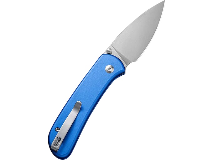 CIVIVI Qubit Folding Knife 2.98″ Drop Point Sandvik 14C28N Satin Blade Aluminum Handle Blue