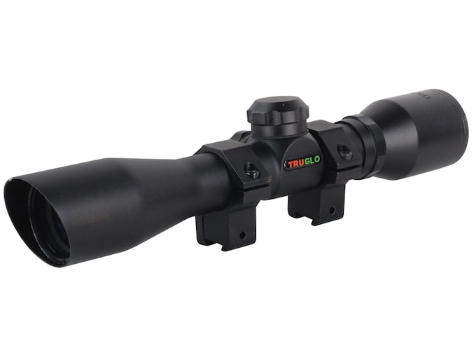 TRUGLO Compact Rimfire Rifle Scope 4x 32mm Duplex Reticle with Rings Matte Black