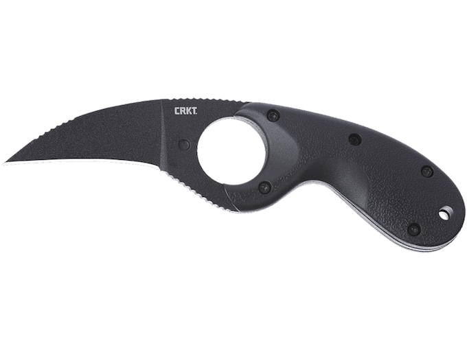 CRKT Bear Claw Fixed Blade Knife 2.38″ Hawkbill AUS-8 Black Powder Coated Blade Glass Reinforced Nylon (GRN) Handle Black