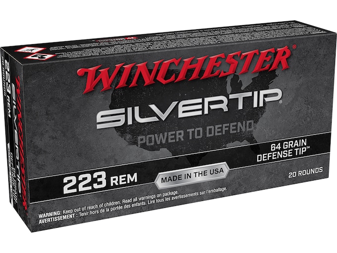 Winchester Silvertip Defense 223 Remington Ammo 64 Grain Winchester Defense Tip Polymer Tip Box of 20