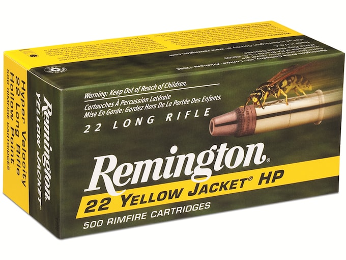 Remington Yellow Jacket 22LR Ammo 33 Grain Plated Truncated Cone Hollow Point Box of 500 (10 Boxes of 50)