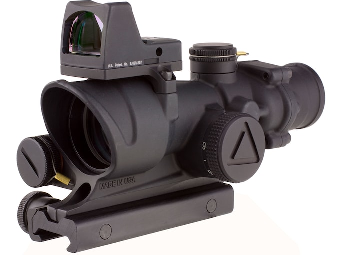 Trijicon ACOG Rifle Scope 4x 32mm LED Illuminated Red Crosshair 223 Remington Reticle with 3.25 MOA RMR Type 2 Red Dot Sight and Colt Knob Thumbscrew Mount Matte Black