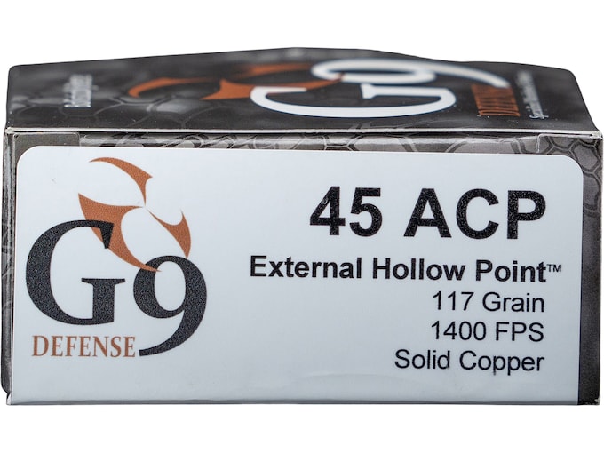 G9 Defense 45 ACP Ammo 117 Grain Fluted Lead Free Box of 20