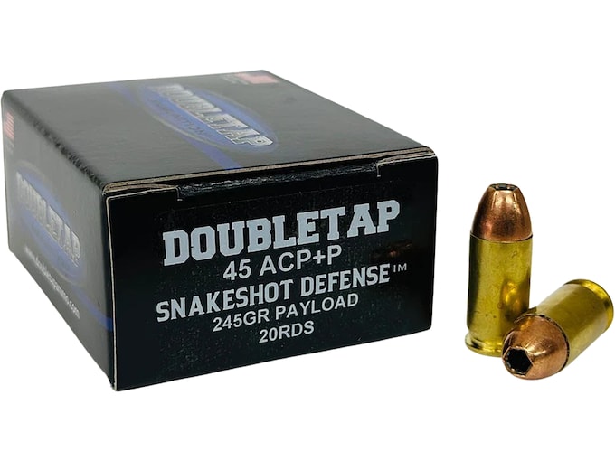 DoubleTap SnakeShot Defense 45 ACP +P Ammo 245 Grain Jacketed Hollow Point and Shot Box of 20