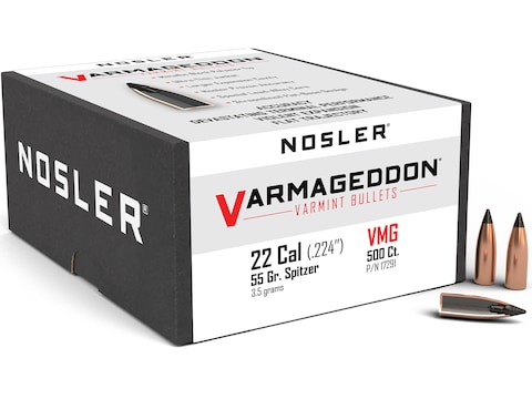 Nosler Varmageddon Bullets 22 Caliber (224 Diameter) 55 Grain Tipped Flat Base