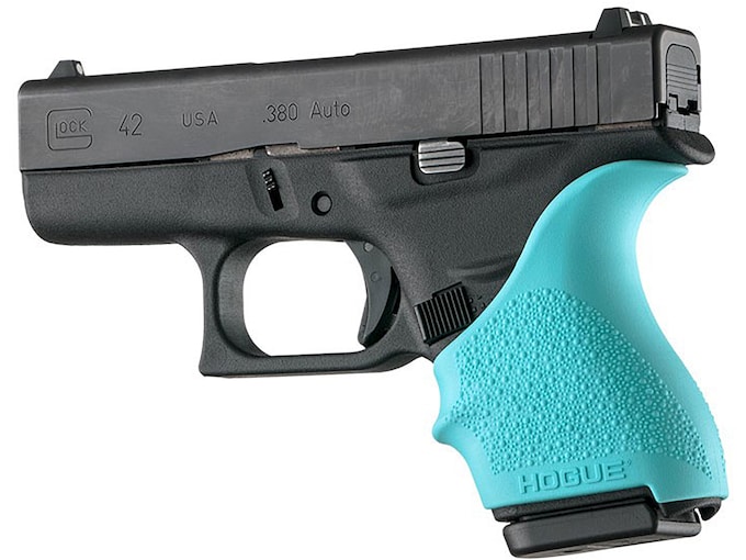 Hogue Handall Slip On Beavertail Grip Sleeve for Glock 42, 43 Rubber Aqua