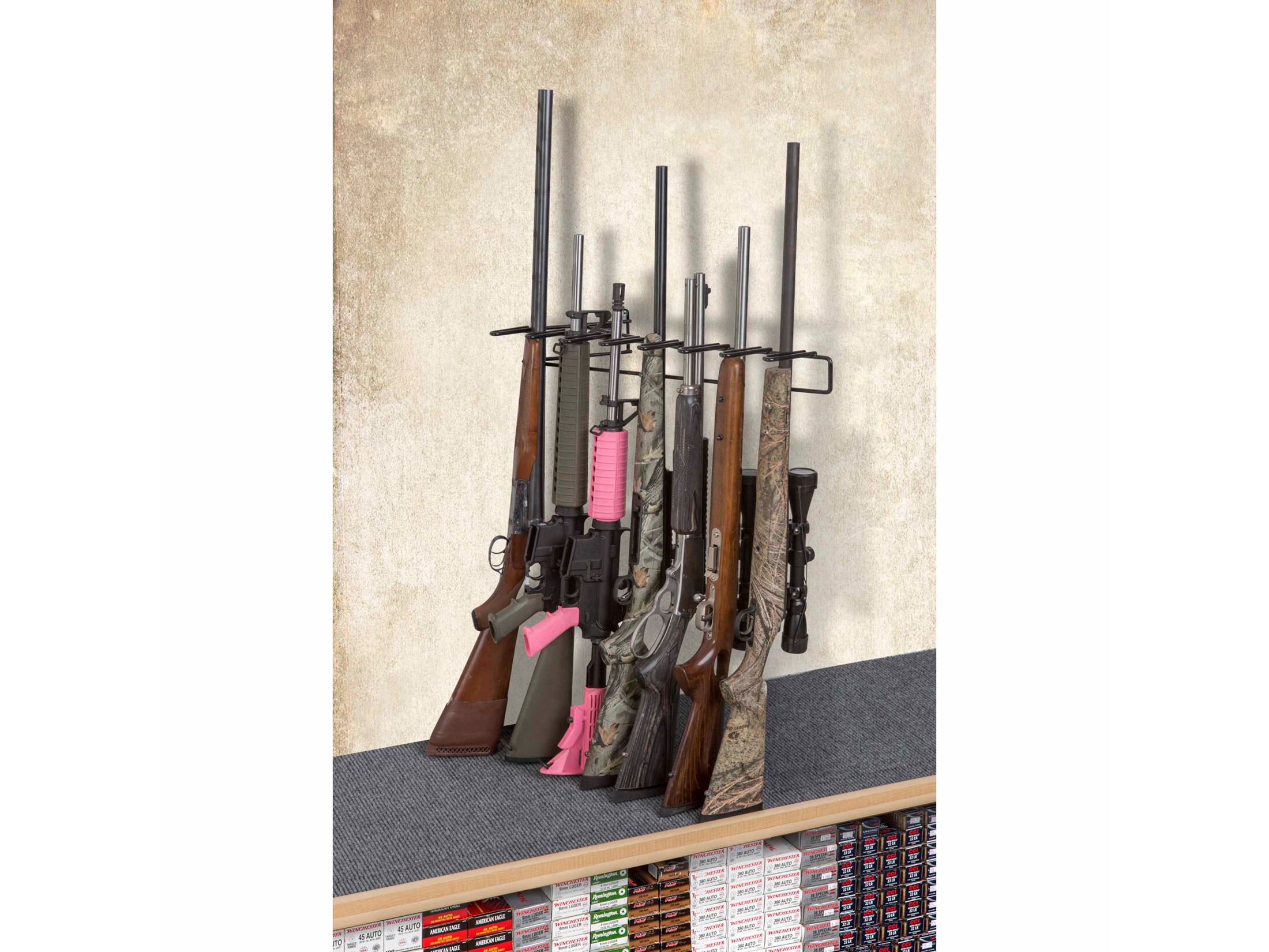 Rack'Em Racks 7 Rifle Angled Shelf Display Rack Right Side