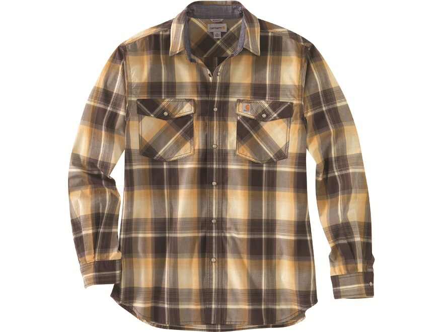 Carhartt Men's Rugged Flex Relaxed Fit Lightweight Snap-Front Plaid