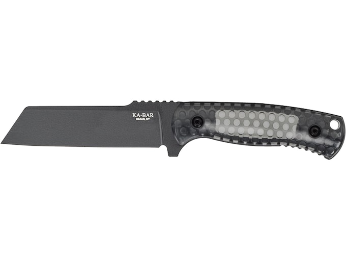 KA-BAR Cool Name Fixed Blade Knife 4.62″ Sheepsfoot 1095 Cro-Van Black Blade Polycarbonate/VersaFlex Handle Gray