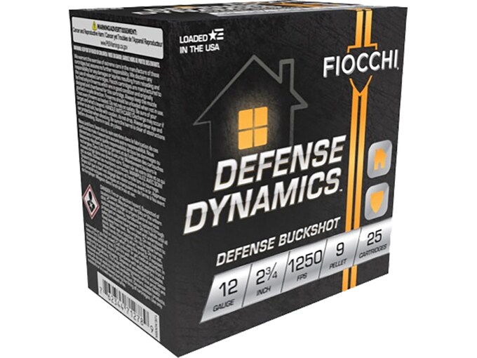 Fiocchi Defense Dynamics 12 Gauge Ammo 2-3/4" #1 Buckshot 9 Pellets
