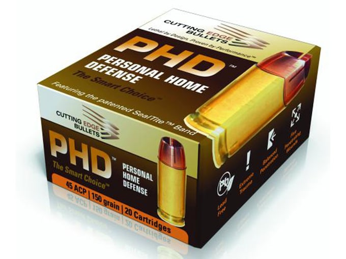 Cutting Edge Personal Home Defense 45 ACP Ammo 150 Grain Solid Hollow Point Lead Free Box of 20