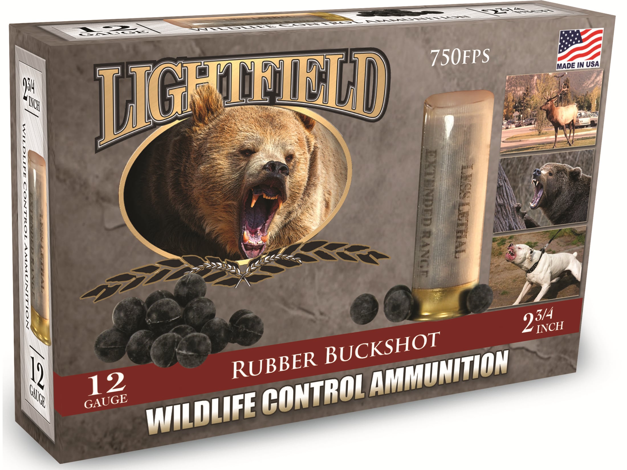 Lightfield Wildlife Control Less Lethal Ammo 12 Ga 2-3/4 Rubber.