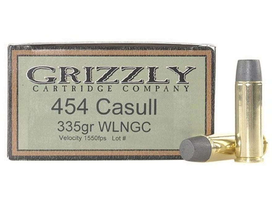 Grizzly Ammunition 454 Casull 335 Grain Cast Performance Lead Wide Flat Nose Gas Check Box of 20