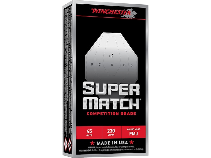 Winchester Super Match 45 ACP Ammo 230 Grain Full Metal Jacket Case of 500 (10 Boxes of 50)