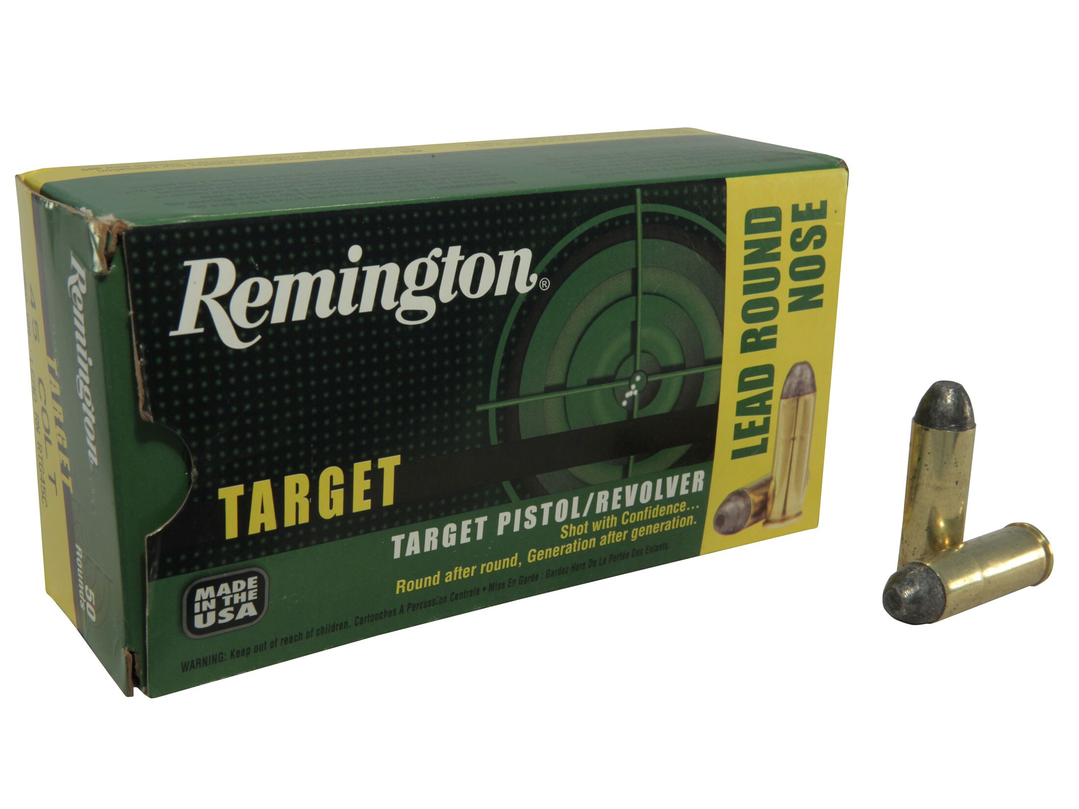 Remington Target 45 Colt (Long Colt) Ammo 250 Grain Round Nose Box of