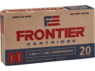 Frontier Cartridge Military Grade Ammunition 5.56x45mm NATO 68 Grain Hornady Hollow Point Boat Tail Match Case of 500 (25 Boxes of 20)