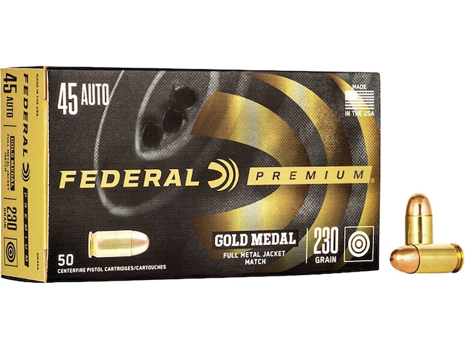 Federal Premium Gold Medal Match 45 ACP Ammo 230 Grain Full Metal Jacket Box of 50