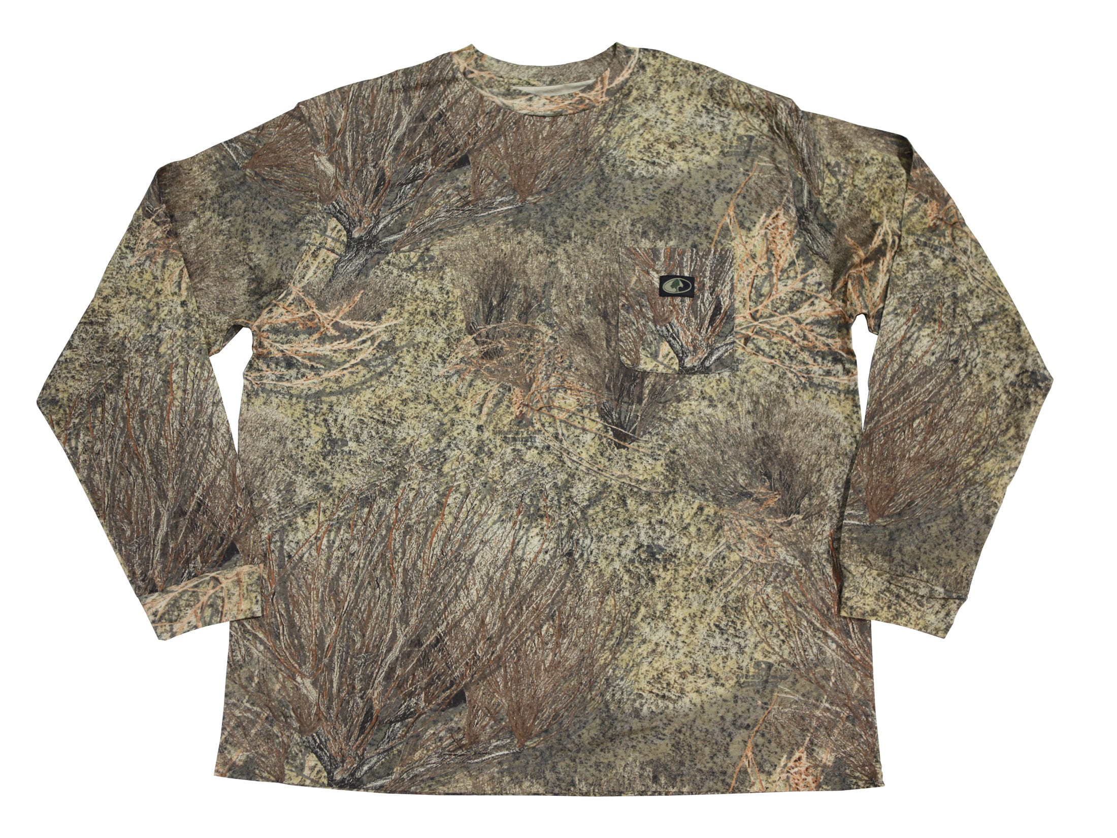 Mossy Oak Men's Pocket T-Shirt Long Sleeve Cotton Mossy Oak Brush Camo