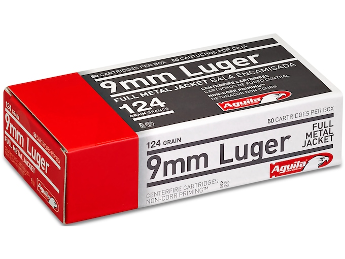 Aguila 9mm Luger Ammo 124 Grain Full Metal Jacket Case of 1000 (20 Boxes of 50)