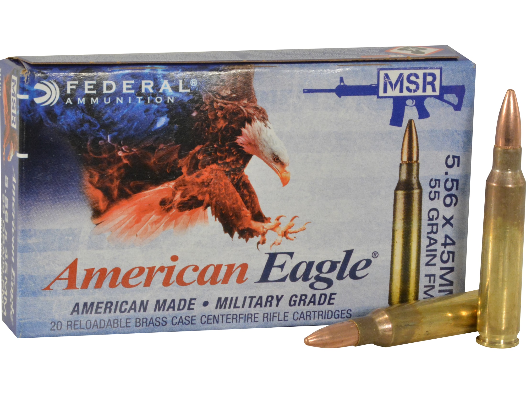 Federal American Eagle Ammunition 5.56x45mm NATO 55 Grain XM193 Full Metal Jacket