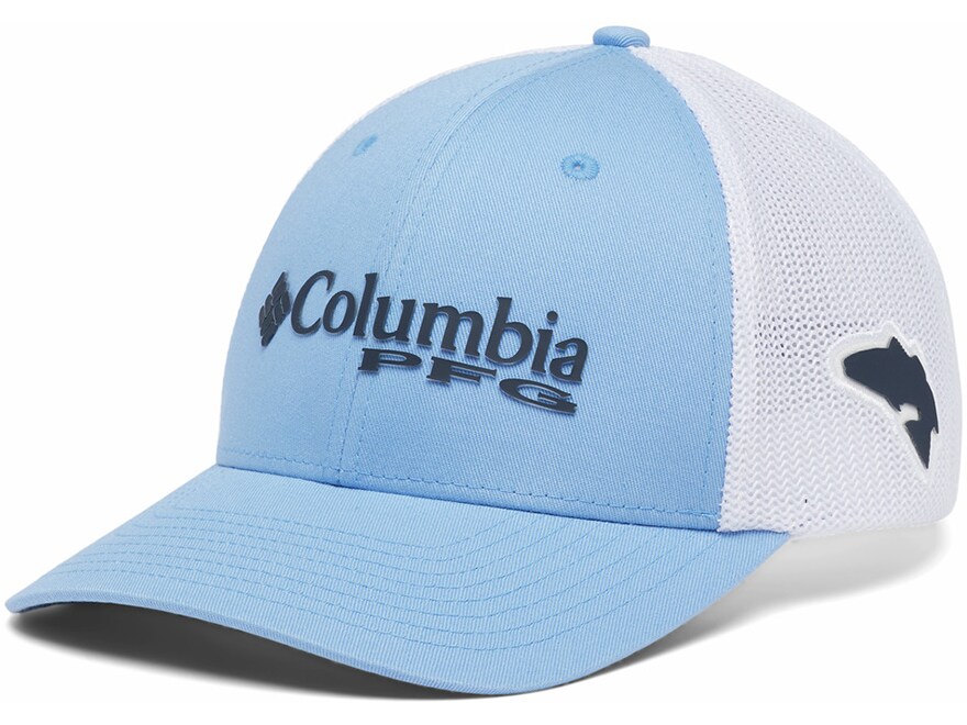 Columbia PFG Logo Mesh Ball Cap White/Riptide Large/XL