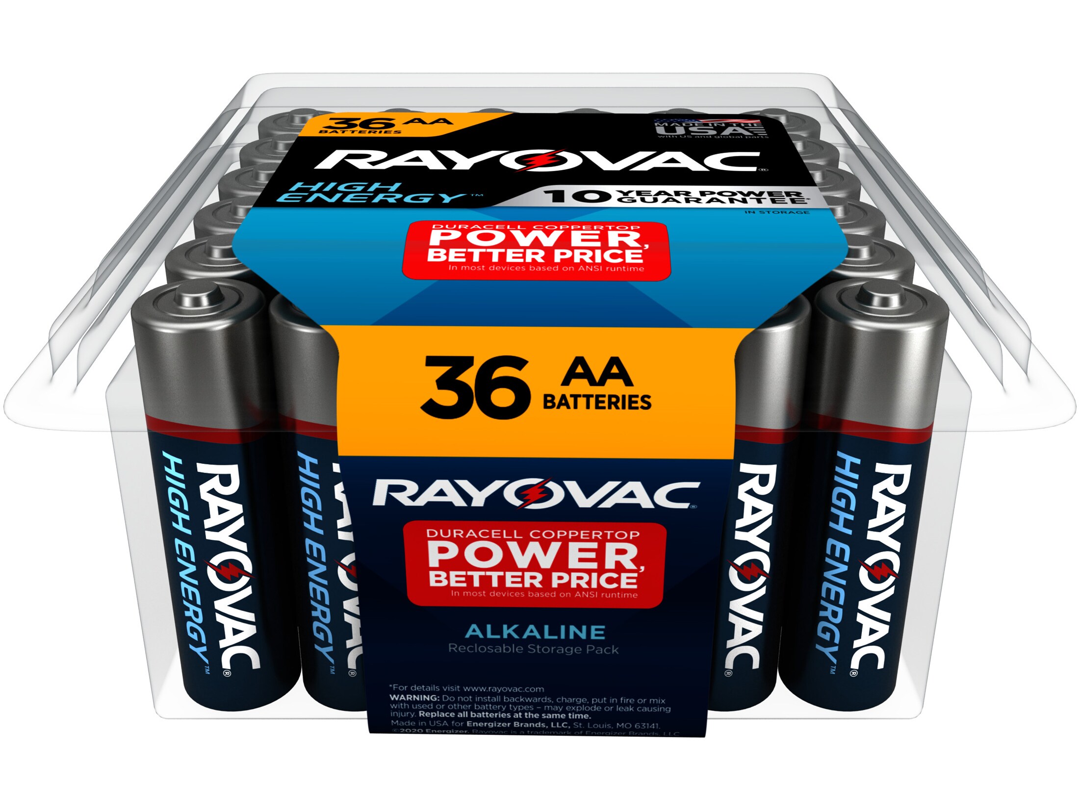 Rayovac high energy battery aa 1 5 volt alkaline 36pk