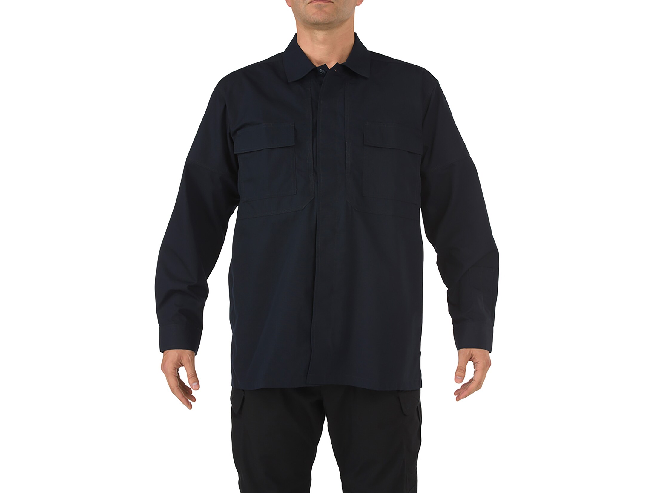 5.11 Men's TDU Shirt Long Sleeve Ripstop Cotton Polyester Blend Dark