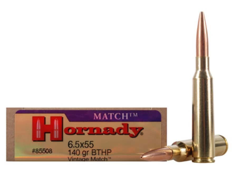 Hornady Vintage Match 6.5x55mm Swedish Mauser Ammo 140 Grain Jacketed